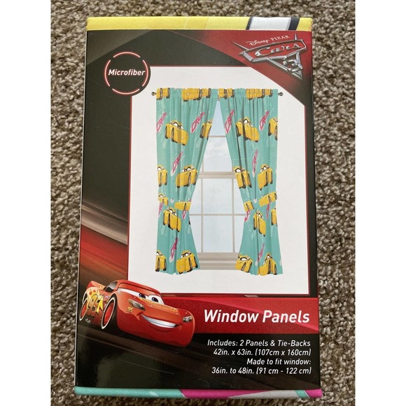 Disney Accents Disney Pixar Cars 3 Cruz 2 Panels Tieback Curtains